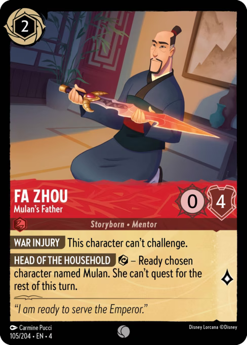Fa Zhou - Mulan's Father Disney Lorcana card