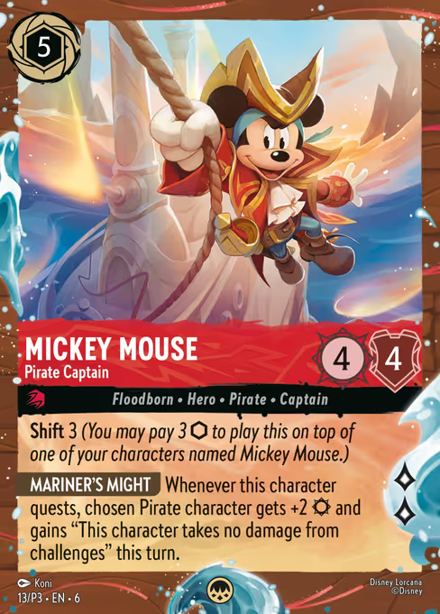 Mickey Mouse - Pirate Captain Disney Lorcana card