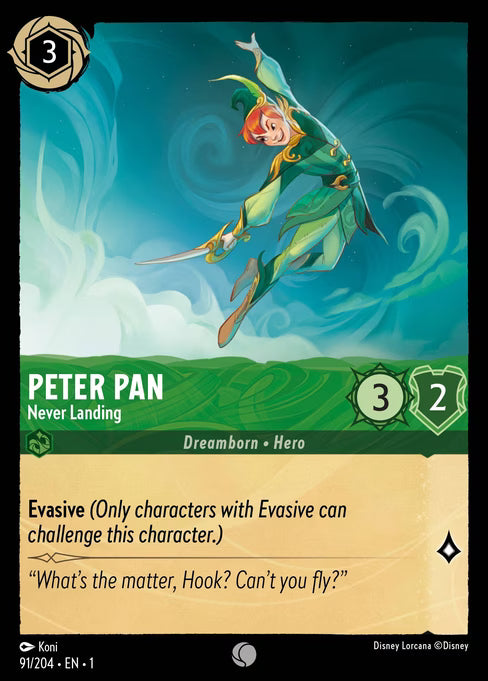 Peter Pan - Never Landing Disney Lorcana card