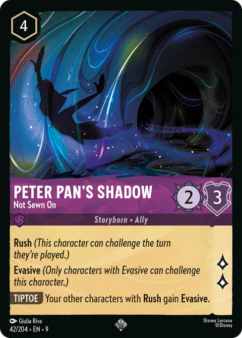 Peter Pan's Shadow - Not Sewn On Disney Lorcana card