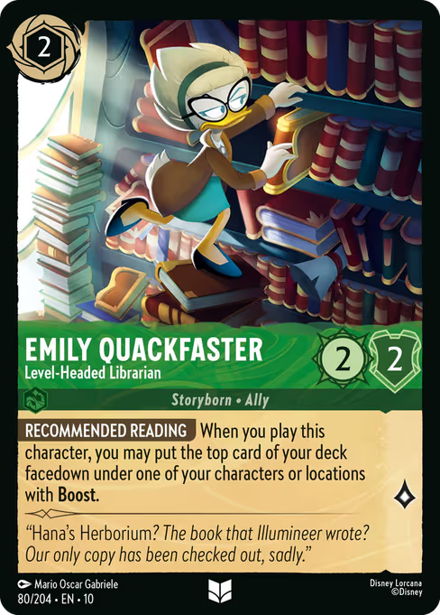 Emily Quackfaster - Level-Headed Librarian Disney Lorcana card