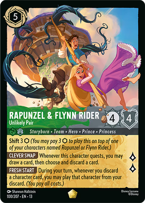 Rapunzel & Flynn Rider - Unlikely Pair Disney Lorcana card