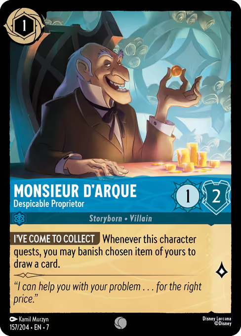 Monsieur D'Arque - Despicable Proprietor Disney Lorcana card