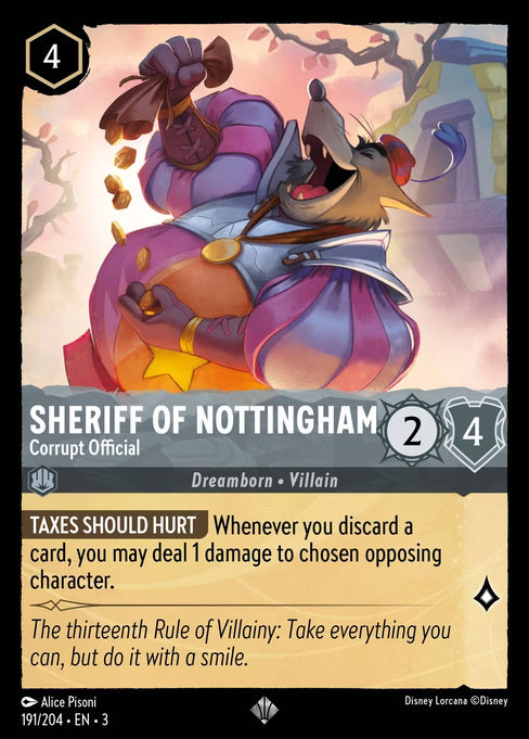 Sheriff of Nottingham - Corrupt Official Disney Lorcana card