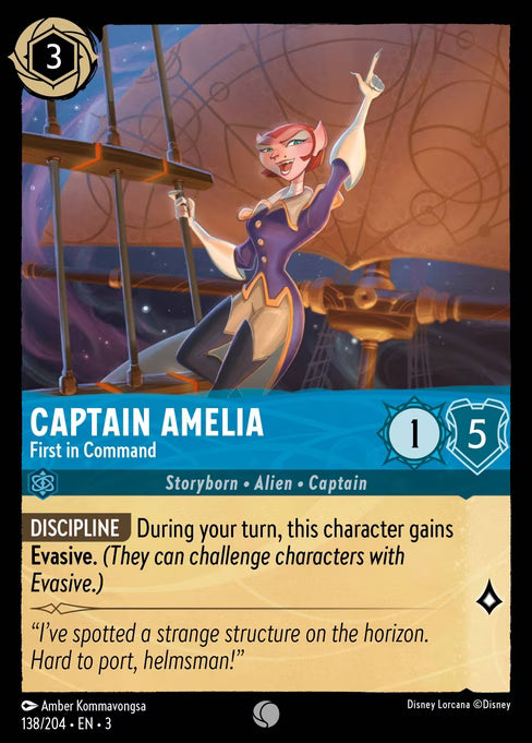 Captain Amelia - First in Command Disney Lorcana card