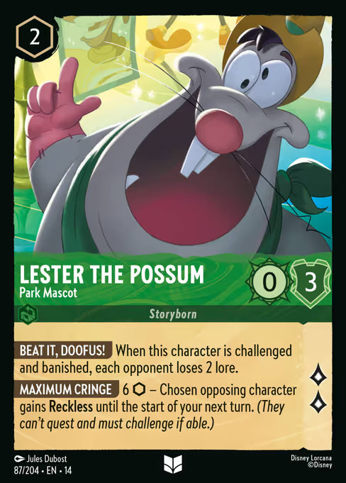 Lester the Possum - Park Mascot Disney Lorcana card