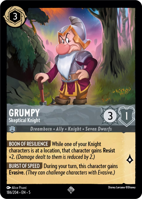 Grumpy - Skeptical Knight Disney Lorcana card