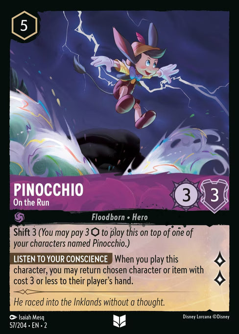 Pinocchio - On the Run Disney Lorcana card