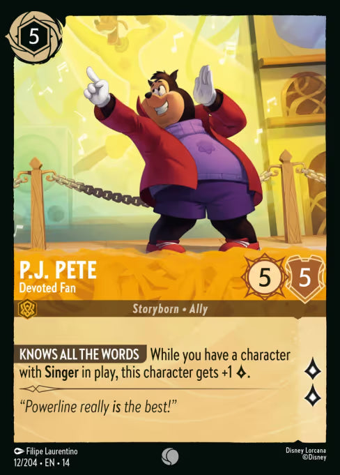 P.J. Pete - Devoted Fan Disney Lorcana card