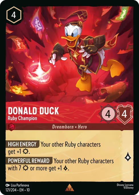 Donald Duck - Ruby Champion Disney Lorcana card