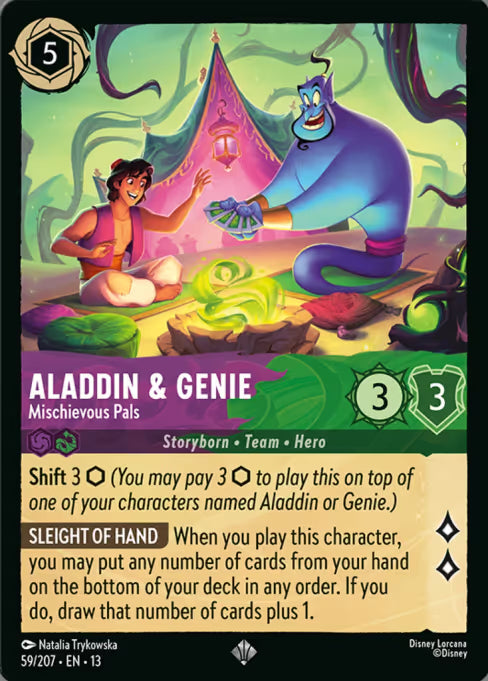Aladdin & Genie - Mischievous Pals Disney Lorcana card