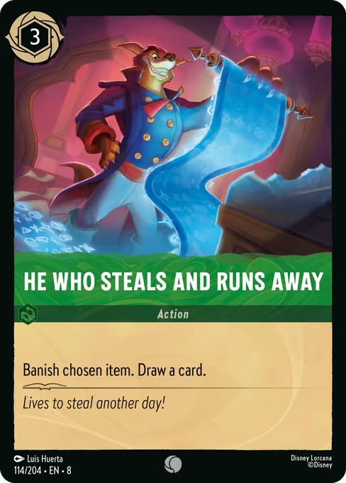 He Who Steals and Runs Away Disney Lorcana card
