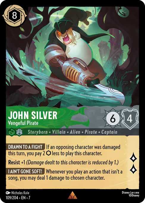 John Silver - Vengeful Pirate Disney Lorcana card
