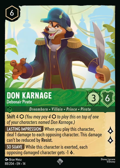Don Karnage - Debonair Pirate Disney Lorcana card