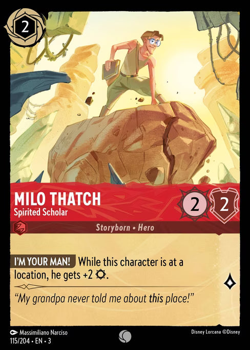 Milo Thatch - Spirited Scholar Disney Lorcana card