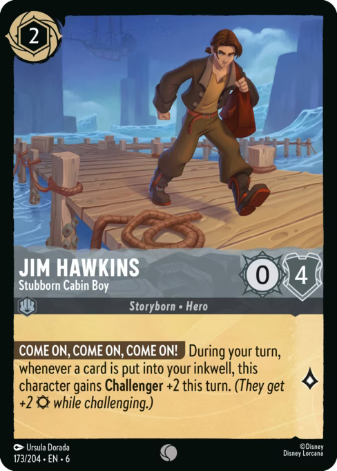 Jim Hawkins - Stubborn Cabin Boy Disney Lorcana card
