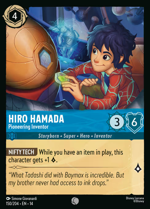 Hiro Hamada - Pioneering Inventor Disney Lorcana card