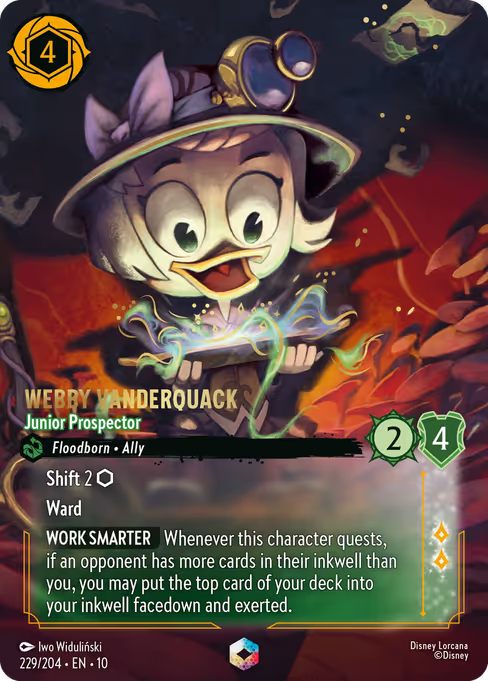Webby Vanderquack - Junior Prospector Disney Lorcana card