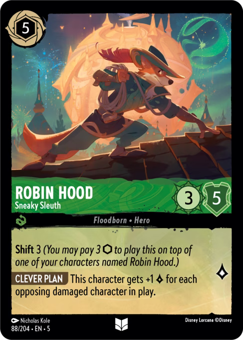 Robin Hood - Sneaky Sleuth Disney Lorcana card