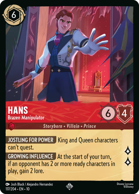 Hans - Brazen Manipulator Disney Lorcana card