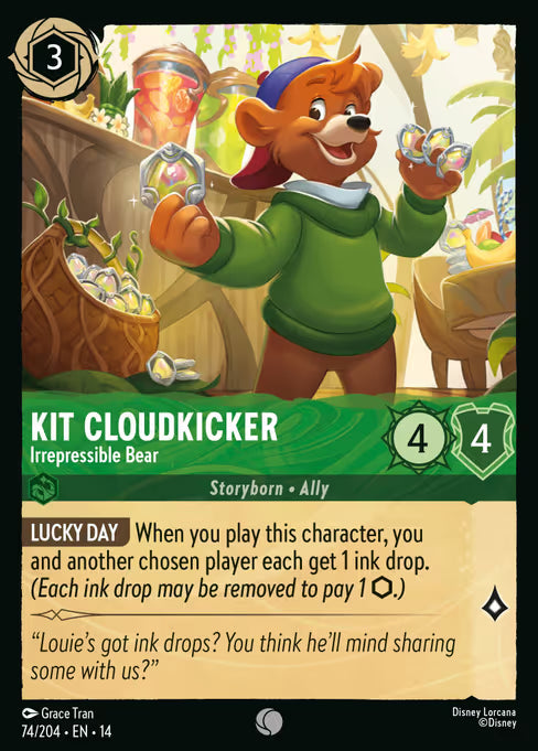 Kit Cloudkicker - Irrepressible Bear Disney Lorcana card