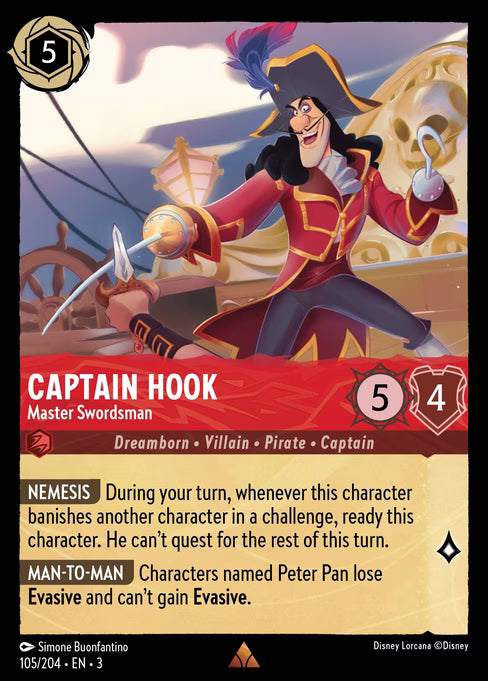 Captain Hook - Master Swordsman Disney Lorcana card