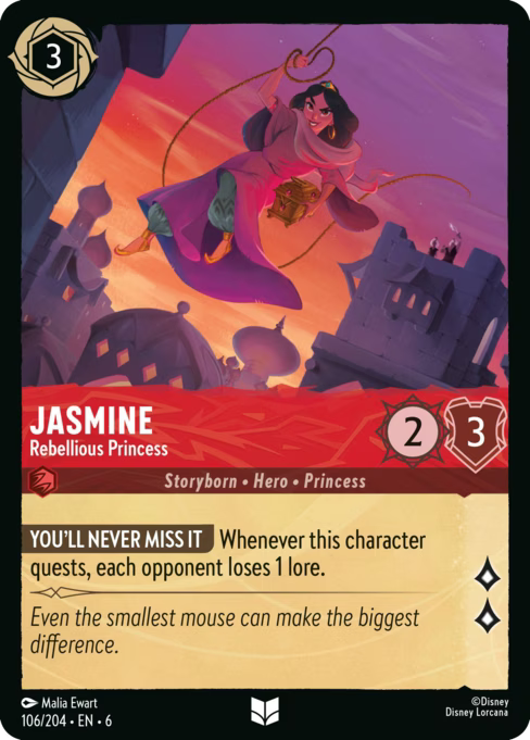 Jasmine - Rebellious Princess Disney Lorcana card
