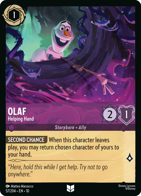 Olaf - Helping Hand Disney Lorcana card