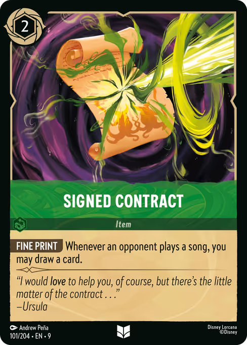 Signed Contract Disney Lorcana card