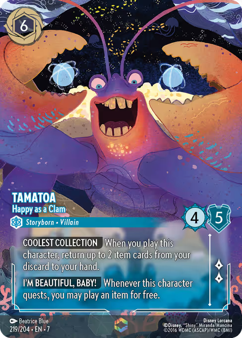 Tamatoa - Happy as a Clam Disney Lorcana card
