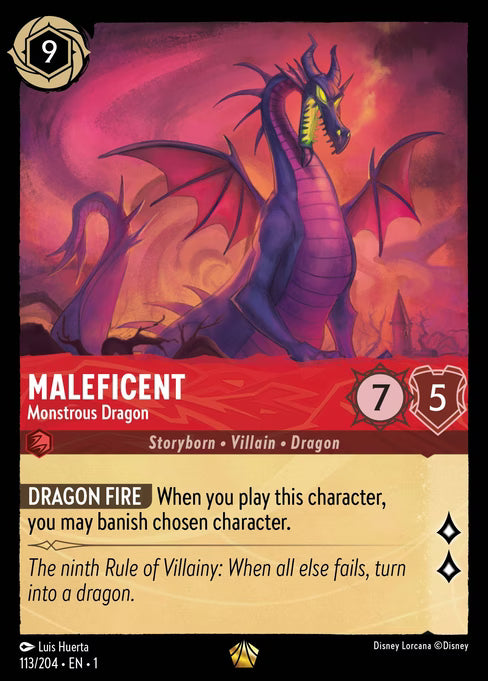 Maleficent - Monstrous Dragon Disney Lorcana card