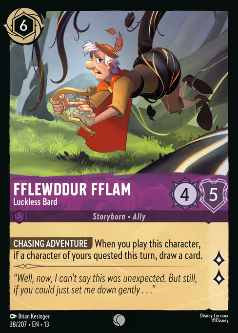 Flewddur Fflam - Luckless Bard Disney Lorcana card