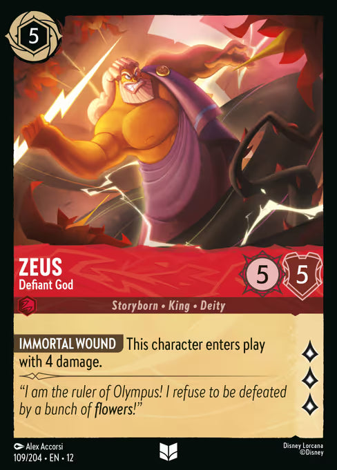 Zeus - Defiant God Disney Lorcana card