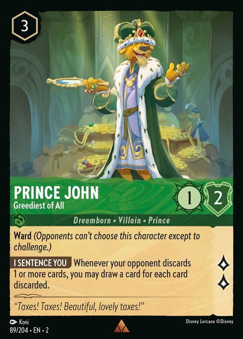 Prince John - Greediest of All Disney Lorcana card