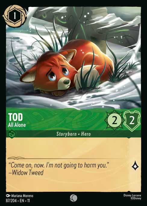 Tod - All Alone Disney Lorcana card
