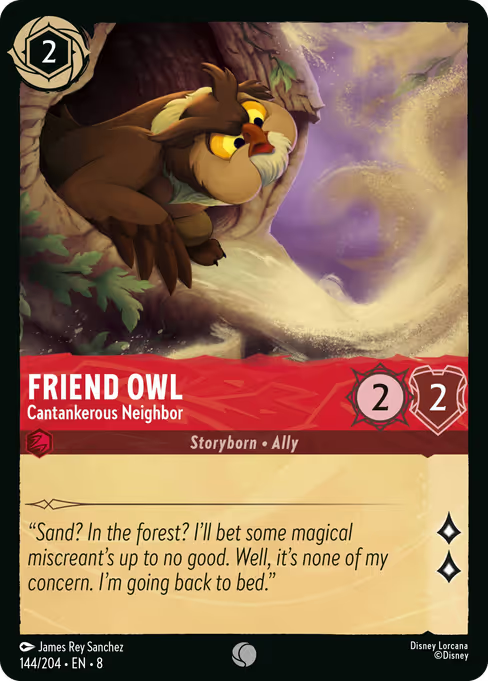 Friend Owl - Cantankerous Neighbor Disney Lorcana card