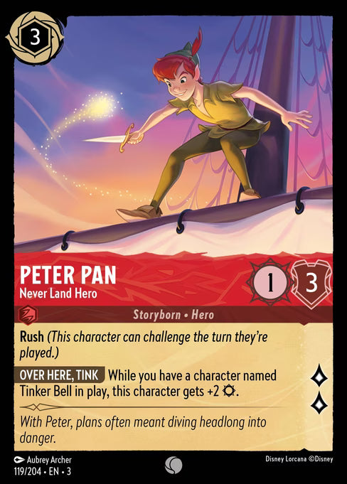 Peter Pan - Never Land Hero Disney Lorcana card